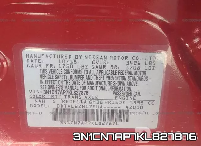 3N1CN7AP7KL827876 фото 10