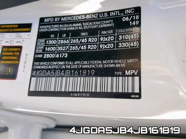 4JGDA5JB4JB161819 фото 2