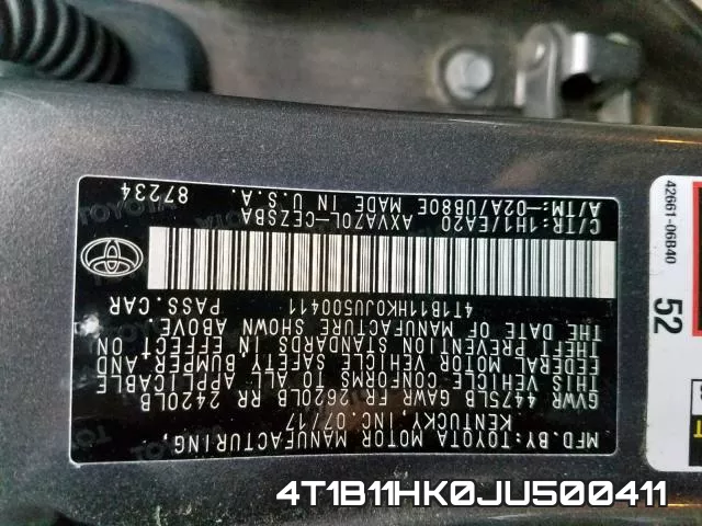 4T1B11HK0JU500411 фото 2