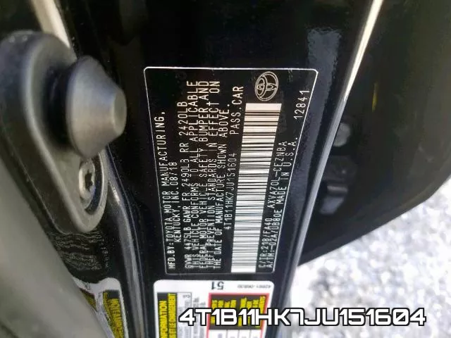 4T1B11HK7JU151604 фото 2