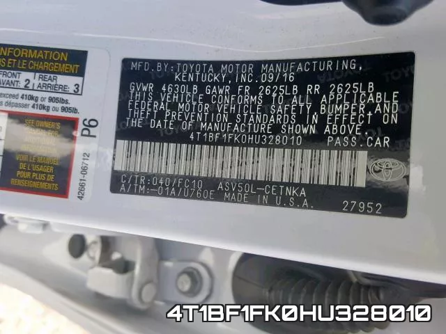 4T1BF1FK0HU328010 фото 2