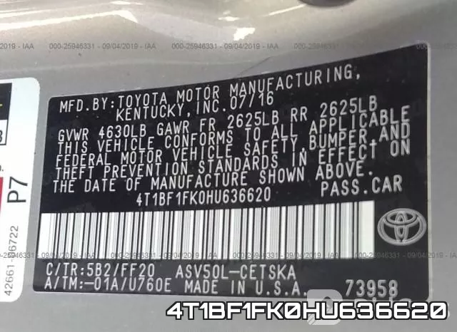 4T1BF1FK0HU636620 фото 10