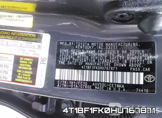 4T1BF1FK0HU767871 фото 10