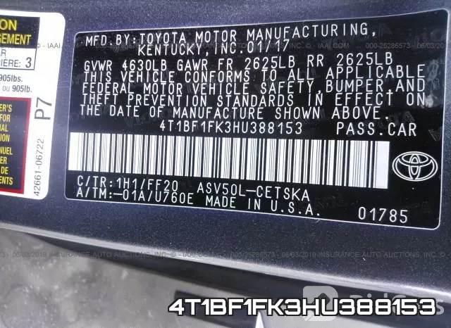 4T1BF1FK3HU388153 фото 10