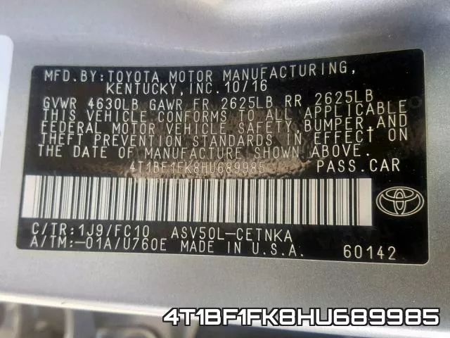 4T1BF1FK8HU689985 фото 2