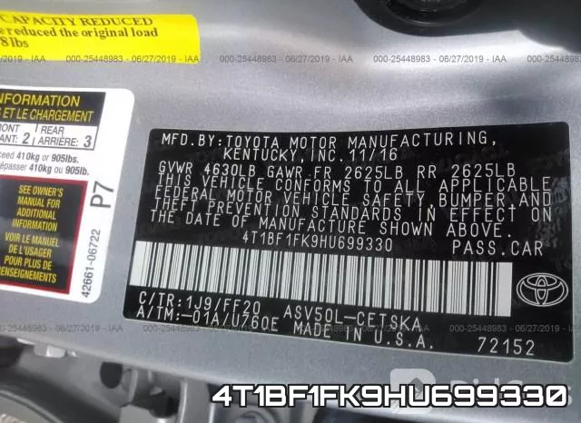 4T1BF1FK9HU699330 фото 10