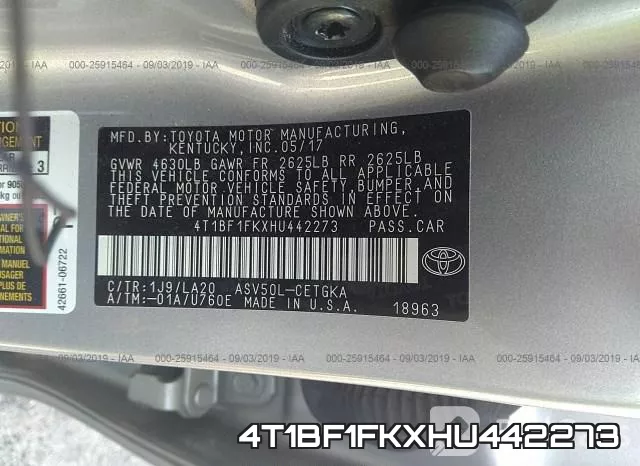 4T1BF1FKXHU442273 фото 10