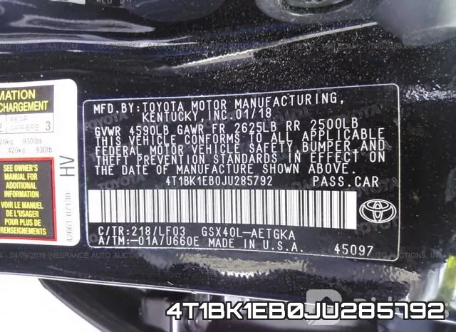 4T1BK1EB0JU285792 фото 10