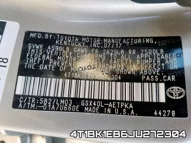 4T1BK1EB6JU272304 фото 2