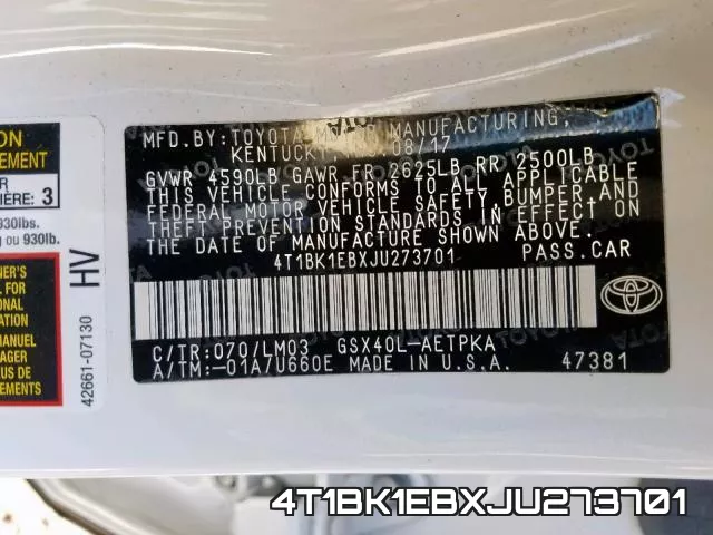 4T1BK1EBXJU273701 фото 2