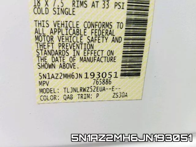 5N1AZ2MH6JN193051 фото 2