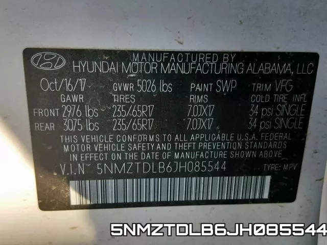 5NMZTDLB6JH085544 фото 2