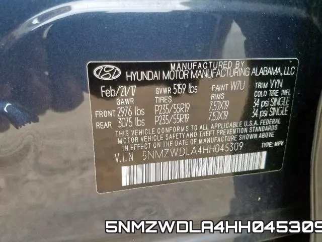 5NMZWDLA4HH045309 фото 2
