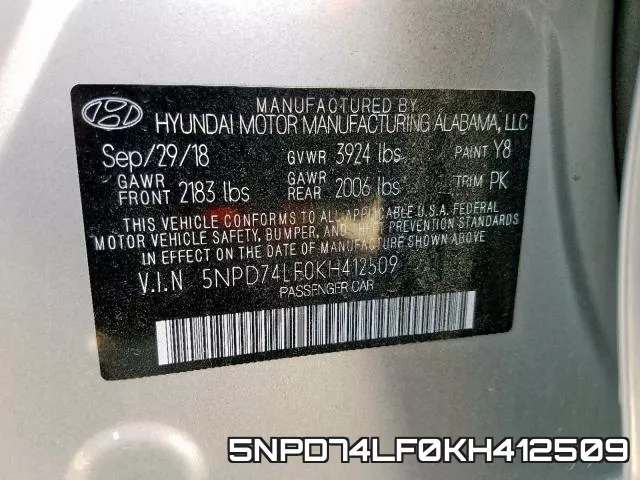 5NPD74LF0KH412509 фото 2