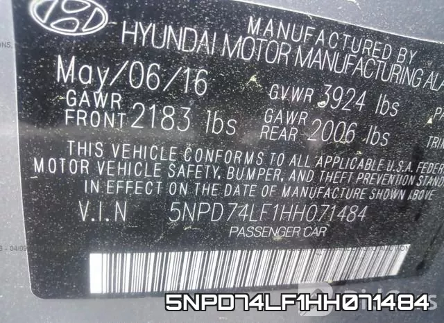 5NPD74LF1HH071484 фото 10