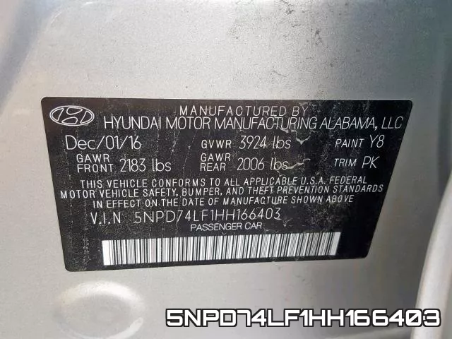 5NPD74LF1HH166403 фото 2