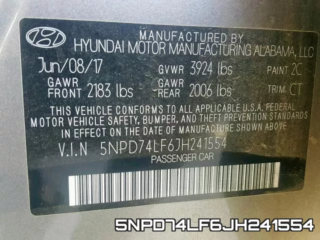 5NPD74LF6JH241554 фото 2