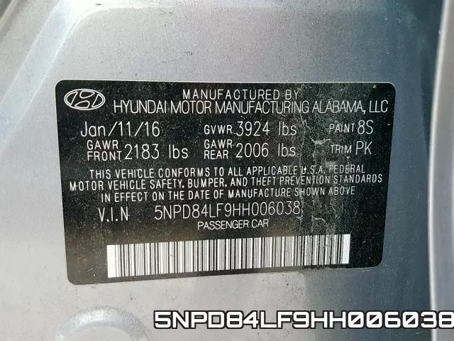 5NPD84LF9HH006038 фото 2