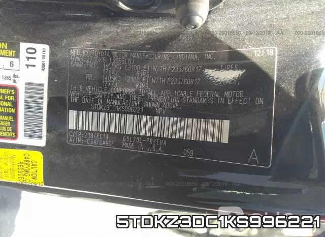 5TDKZ3DC1KS996221 фото 10