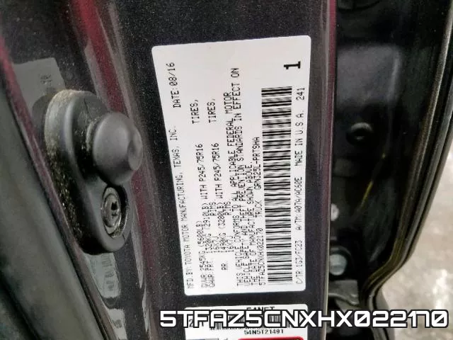 5TFAZ5CNXHX022170 фото 2
