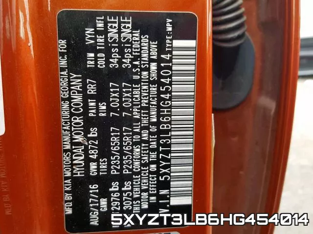 5XYZT3LB6HG454014 фото 2