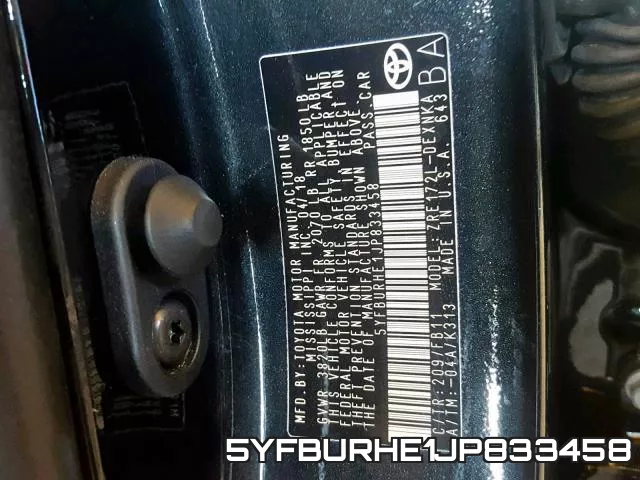 5YFBURHE1JP833458 фото 2