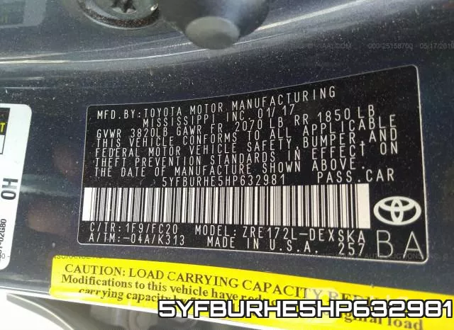 5YFBURHE5HP632981 фото 10