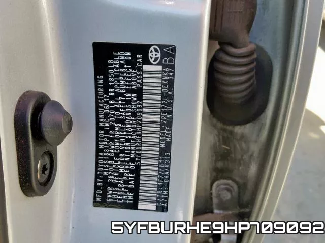 5YFBURHE9HP709092 фото 2
