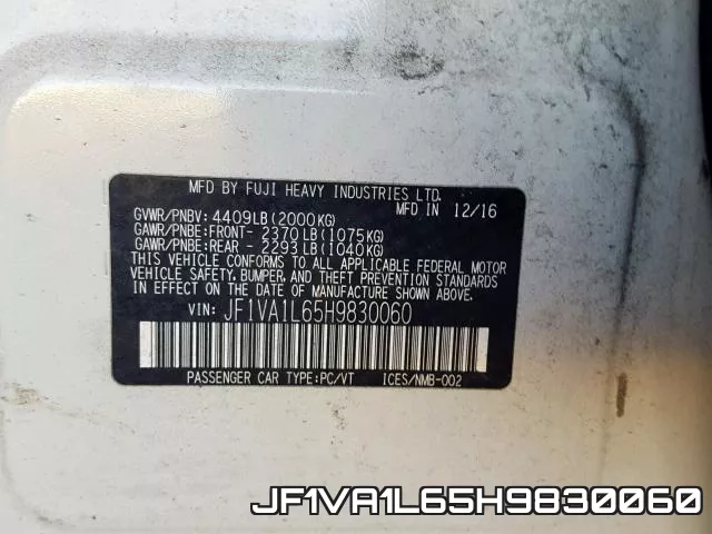 JF1VA1L65H9830060 фото 2