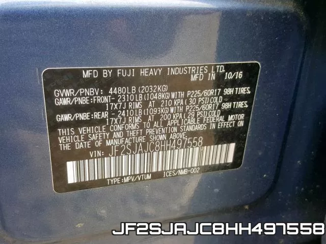 JF2SJAJC8HH497558 фото 2