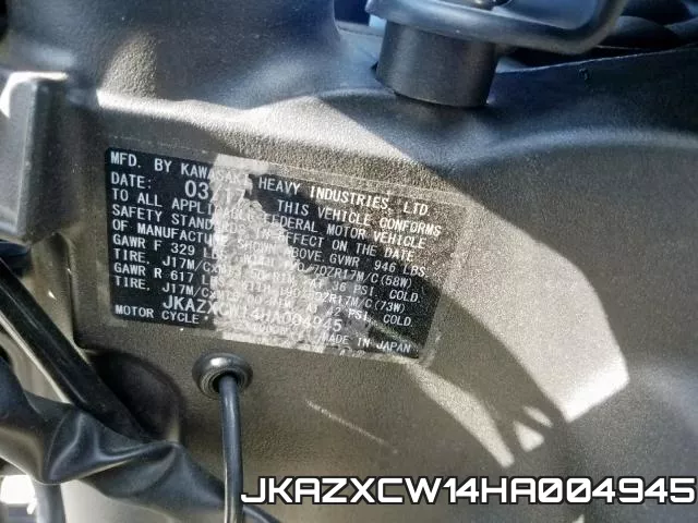 JKAZXCW14HA004945 фото 2