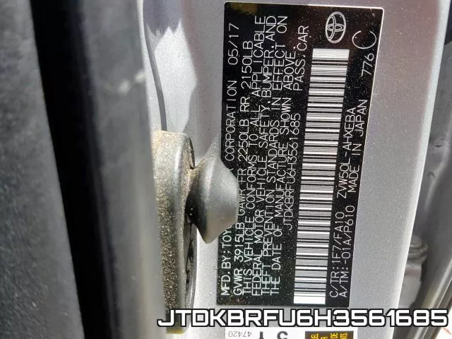 JTDKBRFU6H3561685 фото 2