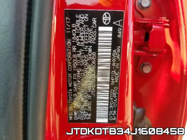 JTDKDTB34J1608458 фото 2