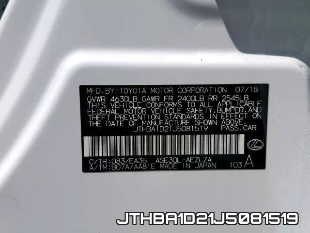 JTHBA1D21J5081519 фото 2