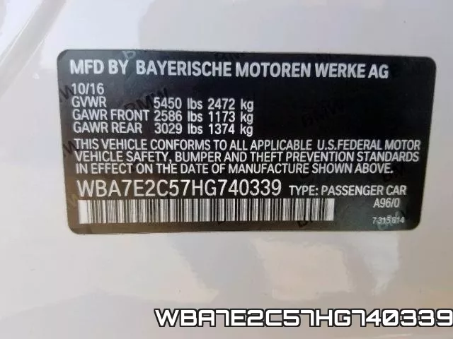 WBA7E2C57HG740339 фото 2