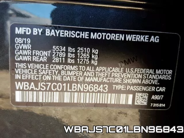WBAJS7C01LBN96843 фото 2