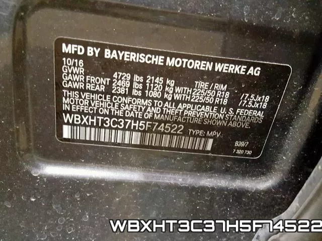 WBXHT3C37H5F74522 фото 2
