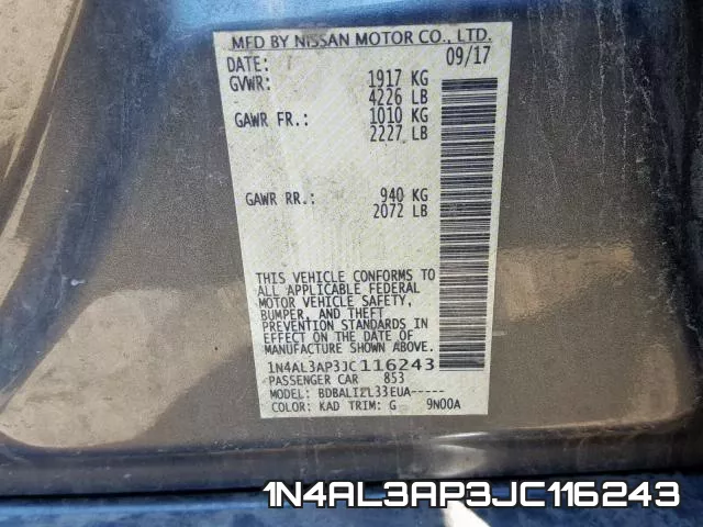 1N4AL3AP3JC116243 фото 2
