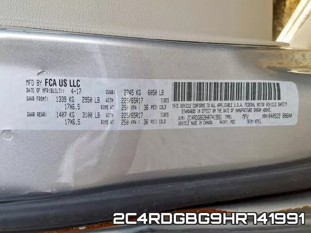 2C4RDGBG9HR741991 фото 2
