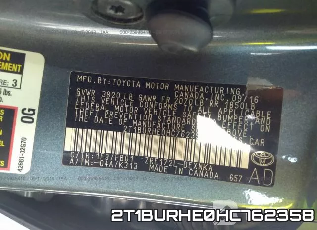 2T1BURHE0HC762358 фото 10