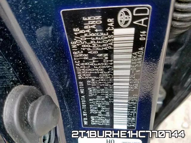 2T1BURHE1HC770744 фото 2