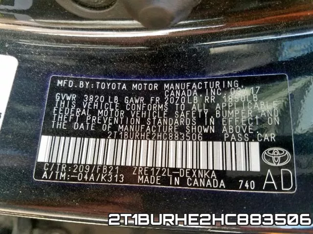 2T1BURHE2HC883506 фото 2
