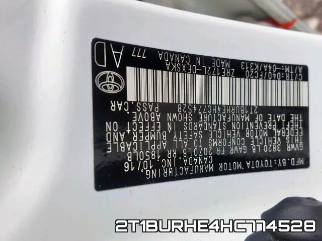 2T1BURHE4HC774528 фото 2