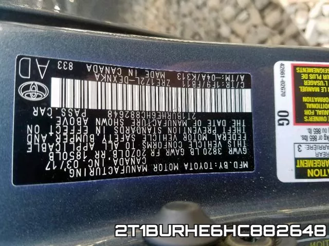 2T1BURHE6HC882648 фото 2