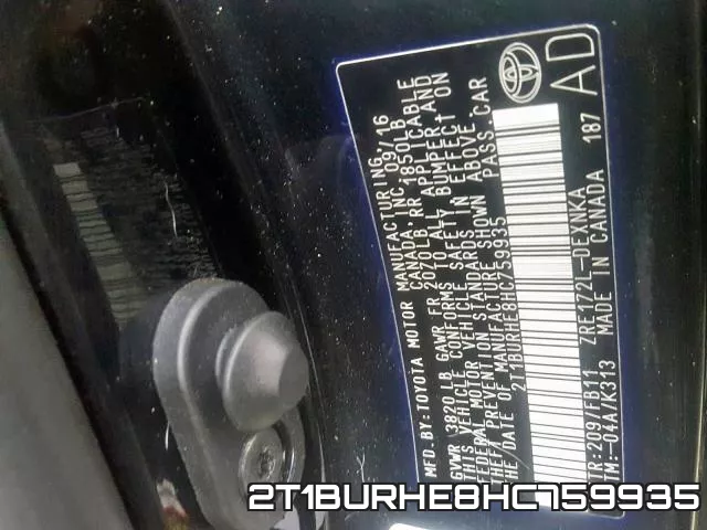 2T1BURHE8HC759935 фото 2