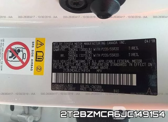 2T2BZMCA6JC149154 фото 10