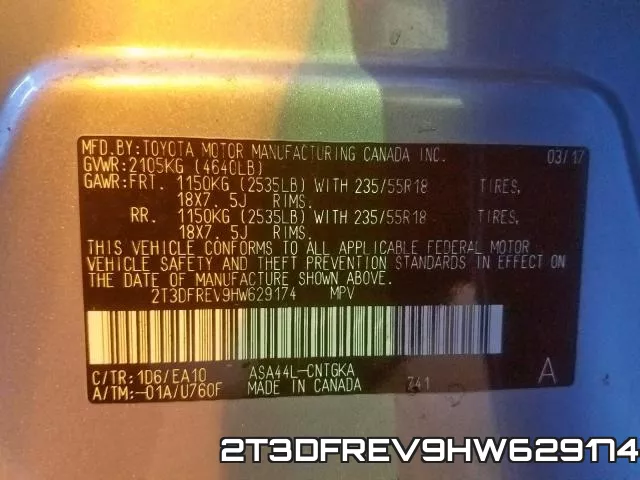 2T3DFREV9HW629174 фото 2