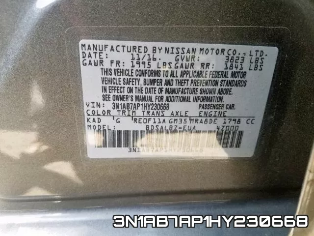 3N1AB7AP1HY230668 фото 2