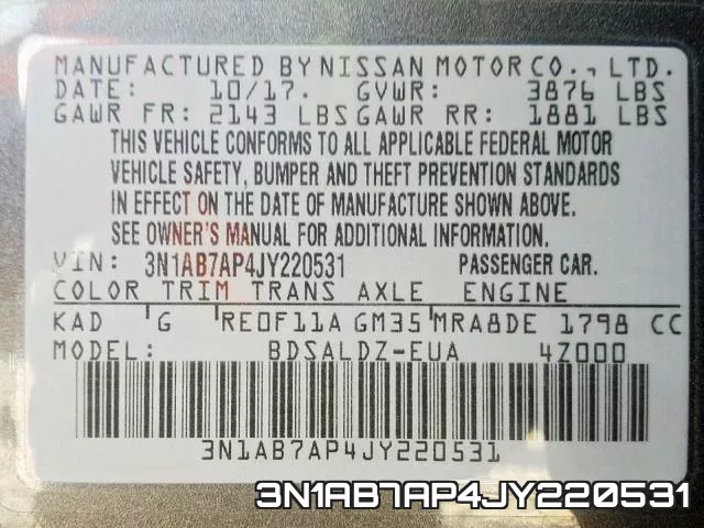3N1AB7AP4JY220531 фото 2