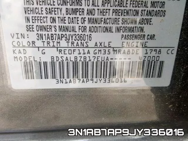 3N1AB7AP9JY336016 фото 2